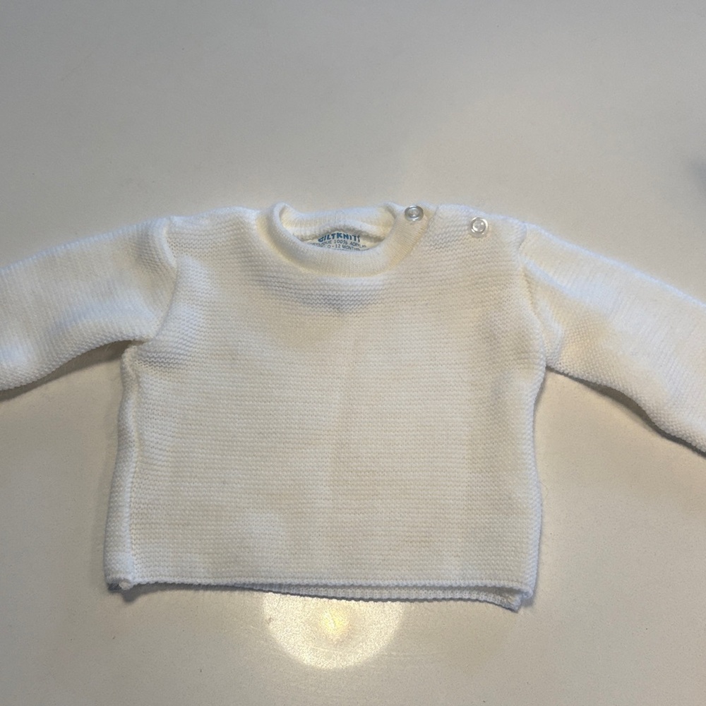 Vintage White Knit Baby Sweater